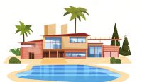 Ilustrasi bangunan vila (Sumber: freepik)