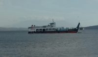 Penampakan KMP. Trisna Dwitya saat kandas di perairan selat Bali Pelabuhan Gilimanuk, Kecamatan Melaya, Kabupaten Jembrana Bali, Rabu, (19/7/23). (Dok/Polsek Kawasan Pelabuhan Gilimanuk)