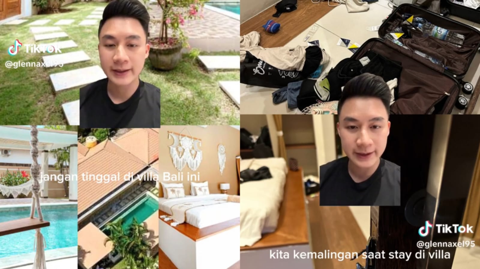 Foto kolase keadaan vila yang diunggah ke media sosial. (Sumber: akun tiktok @glennaxel95)