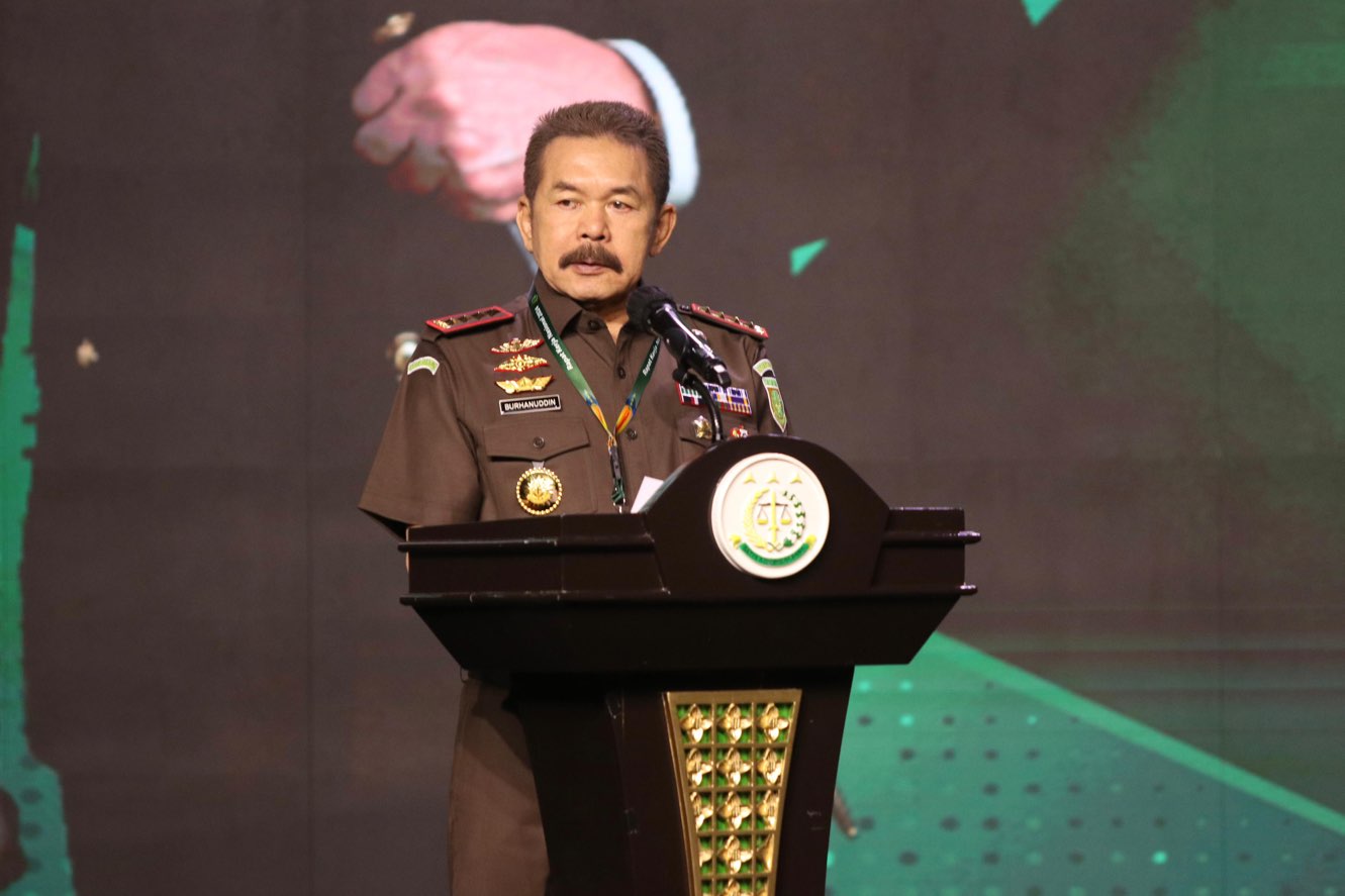 Jaksa Agung ST Burhanuddin saat menutup Rakernas Kejaksaan Republik Indonesia tahun 2024, Kamis (11/01/2024). Foto: dok/ Puspenkum Kejagung