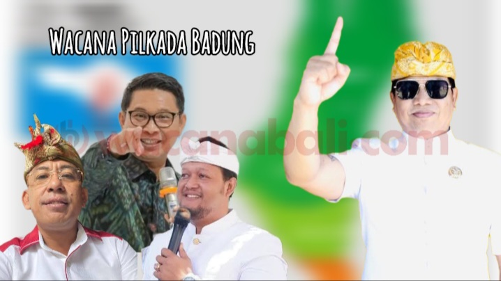 Foto: Visual Art Wacana Pilkada Badung 2024, (kanan-kiri) I Wayan Suyasa, I Bagus Alit Sucipta alias Gus Bota, I Wayan Ardi Arnawa dan I Wayan Disel Astawa, Senin (19/2/24). (Gung Kris/wacanabali.com)