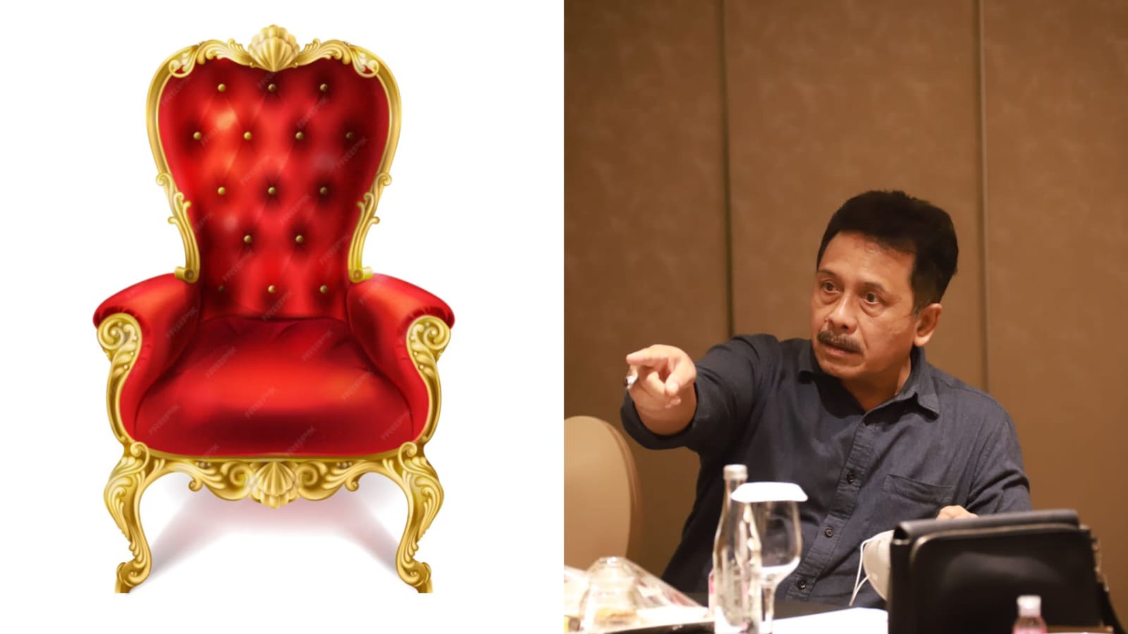 Kolase Foto (kiri) Kursi Pejabat (kanan) Mantan Hakim MK Dewa Palguna Sumber: Dewa Fathur/wacanabali.com