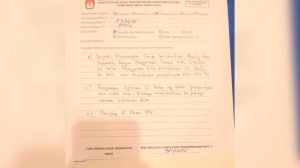 Foto: Surat keberatan Paslon Presiden dan Wakil Presiden nomor urut 3, Ganjar-Mahfud di kabupaten Badung. Sumber: Yulius N/wacanabali.com