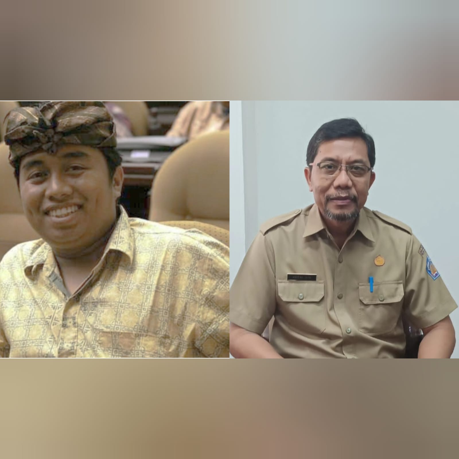 Foto: Kolase (kiri) Praktisi Hukum Adat I Made Somya Putra MH (kanan) Kepala Dinas Pemajuan Masyarakat Adat I Gusti Agung Ketut Kartika Jaya Seputra. (Dewa Fathur/wacanabali.com)