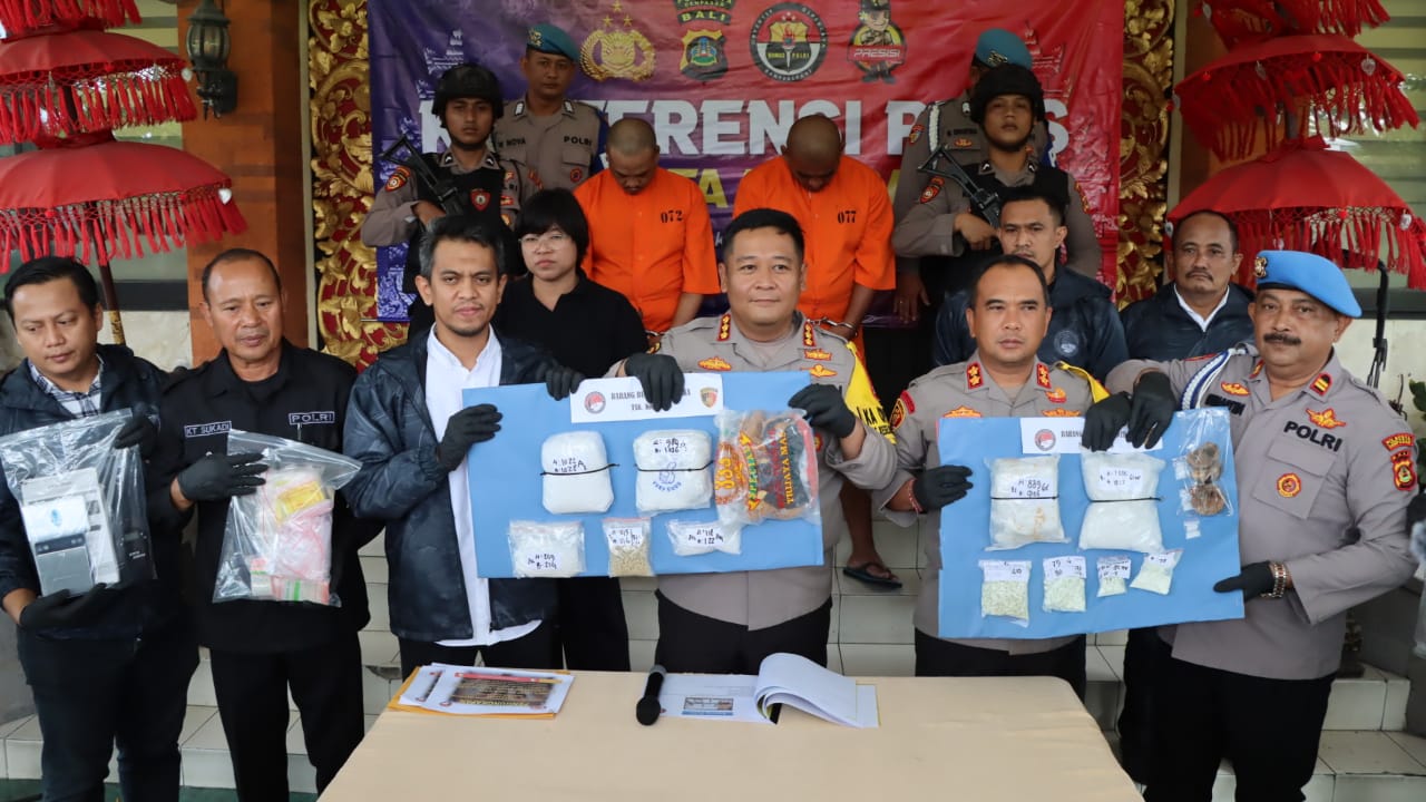 Foto: Rilis kasus Narkoba Polresta Denpasar, Rabu (13/3/24). (Dok. Humas Resta)