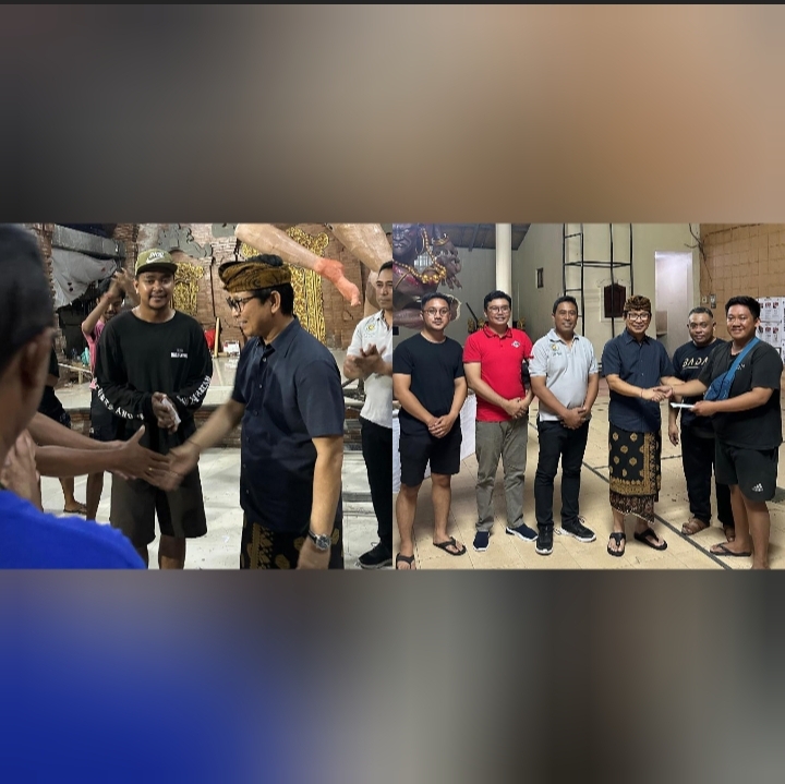 Foto: Sekda Badung Wayan Adi Arnawa kunjungi Sekaa Teruna Banjar Buana Asri dan Banjar Bumi Mekar Sari Dalung Permai yang ogoh-ogohnya hangus dibakar oleh oknum yang tidak bertanggung jawab, Minggu (3/3/24). (Humas Badung/wacanabali.com)