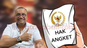Foto: Visual art Wacana Hak Angket Pemilu 2024, (kiri) Dr. Togar Situmorang, SH, MH, MAP, CMED, CLA,.CRA., Selasa (5/3/24). (Gung Kris/wacanabali.com)