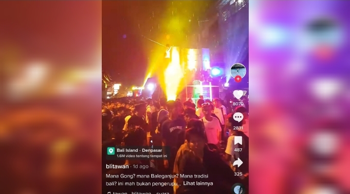 Foto: Pengarakan Ogoh-Ogoh dengan Sound System dan Musik ala DJ Viral. (TikTok Blitawan)