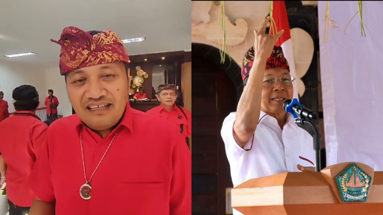 Kolase Foto (kiri) Ketua DPC PDI Perjuangan Gianyar Agus Mahayastra (kanan) Ketua DPD PDI Perjuangan Provinsi Bali Wayan Koster (sumber: dok. Wacana)