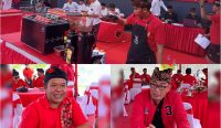 Foto: (Atas) Perserta lomba barista saat tengan meracik kopi dalam lomba barista yang digelar PDI Perjuangan di alun-alun Kota Bangli, Minggu (16/6/24). (Bawah-kiri) Bupati Bangli Nyoman Sedana Artha. (Bawah-kanan) Koordinator lomba barista, Putu Wiwin Gunawasika. Sumber: wacanabali.com