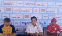 Foto: Ketua Umum PSSI, Erick Tohir saat press conference di Bali United Training Center, Sabtu (22/6/24). Sumber: Dion/wacanabali.com