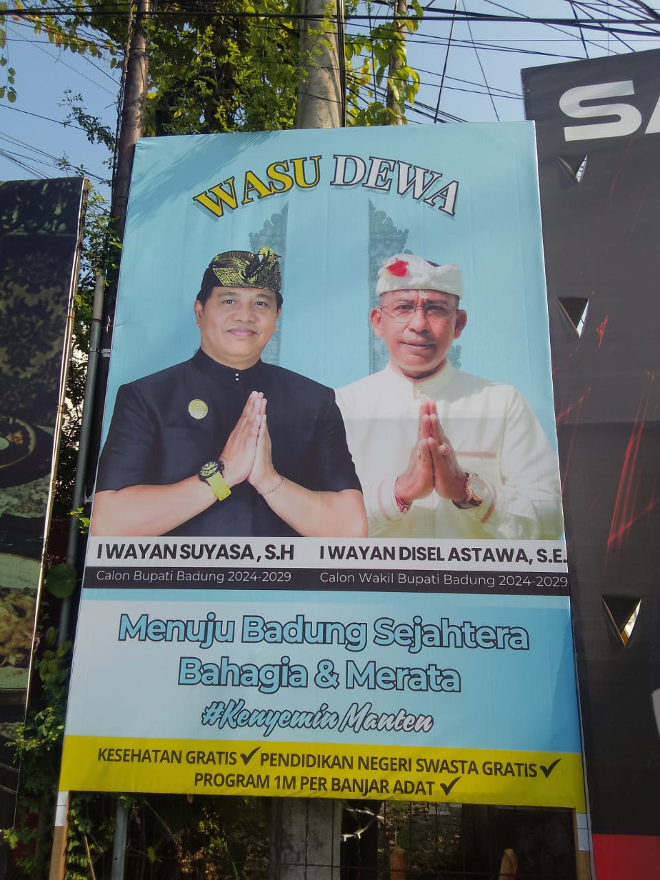Foto: Baliho Paslon Wasudewa. Sumber: dok/wacanabali.com