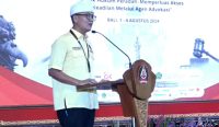 Foto: Ketua Umum Peradah Indonesia, I Gde Ariawan (IGE) saat pembukaan Diklat Advokasi Nasional di Gedung Wanita Nari Graha, Denpasar, Sabtu (3/8/2024).