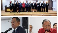 Foto: Gubernur Bali periode 2018-2023, I Wayan Koster dan Rektor Peimakara University saat sidang promosi doktor di Universitas Udayana. Sumber: Yulius N/wacanabali.com