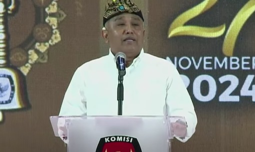 Foto: Ketua KPU Bali I Dewa Agung Gede Lidartawan saat Memberi Sambutan dalam Debat Kedua Pilgub Bali.
