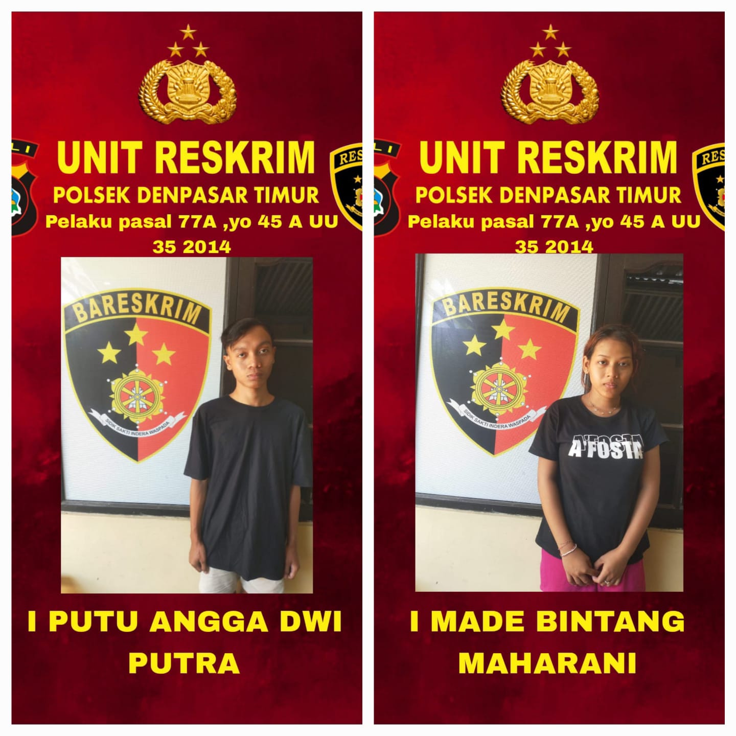 Foto: Kedua pelaku dugaan tindak pidana aborsi. Sumber: Ist.