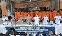 Foto: Konferensi pers Polda Bali terkait pengungkapan kasus penipuan online. Sumber: Ist.