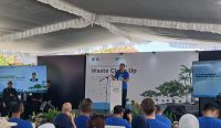 Foto: Menko Bidang Infrastruktur dan Pembangunan Wilayah, Agus Harimurti Yudhoyono saat memberikan sambutan dalam acara Green Infrastructure Inisiative Waste Clean Up. Sumber: Yulius N/wacanabali.com