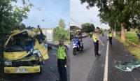 Polisi melakukan olah TKP di lokasi kejadian lakalantas di desa Penyaringan, Senin (09/06/26) sumber wacanabali/dika