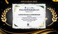Foto: Piagam penghargaan yang diraih Lapas Kerobokan dari KPPN Denpasar terkait kinerja pengelolaan anggaran yang baik. Sumber: Ist.