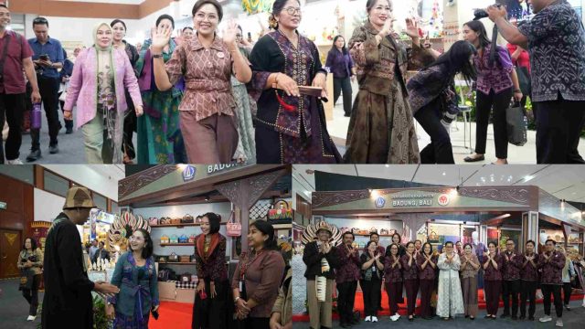 Foto: Ketua Dekranasda Kabupaten Badung, Nyonya Rasniathi Adi Arnawa mengunjungi stand Industri Kecil dan Menengah (IKM) saat acara Kriyanusa 2026 di Jakarta International Convention Center (JICC), Senin (28/9). Sumber: ist